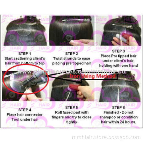 Loof 668 Style Fusion Extension Connector Iron for U Nail Flat Tip Hair, Control Temperature